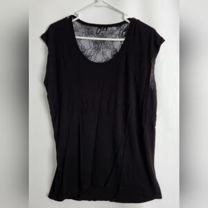 Relativity Women's Black Sleeveless Lace Back Tank Top Size 1X